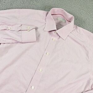 Eton Shirt Mens 16.5 34/35 Pink Micro Check Contemporary Spread Collar Dress